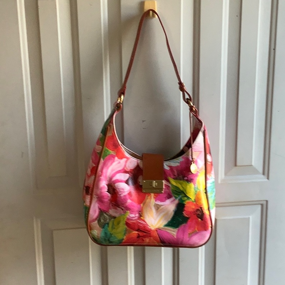 Brahmin Quinn Pink Tropical Floral